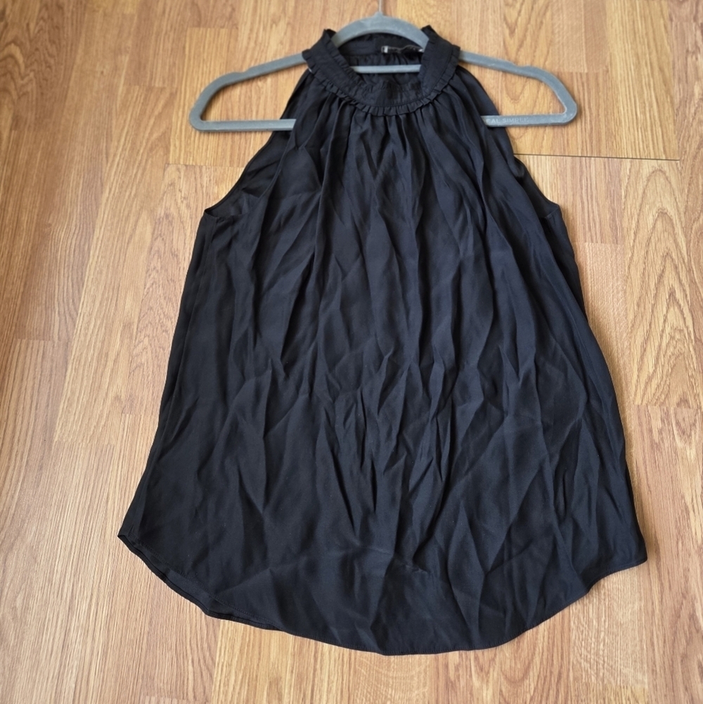Go Silk Halter Top  S Black 100% Silk Sleeveless Blouse